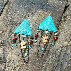 Southwest turquoise colored beaded dangle earrings